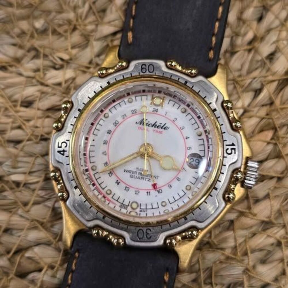 Womens Michele Dual Time Quartz Watch 71-139 40.8mm